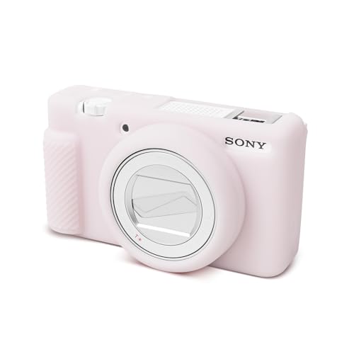 Rieibi ZV-1F Case, Soft Silicone Protective Case for Sony ZV1F/ZV-1M2/ZV-1 Mark II (NOT for ZV1) Vlog Camera, Lightweight ZV1F Case - Pink White - Pink White