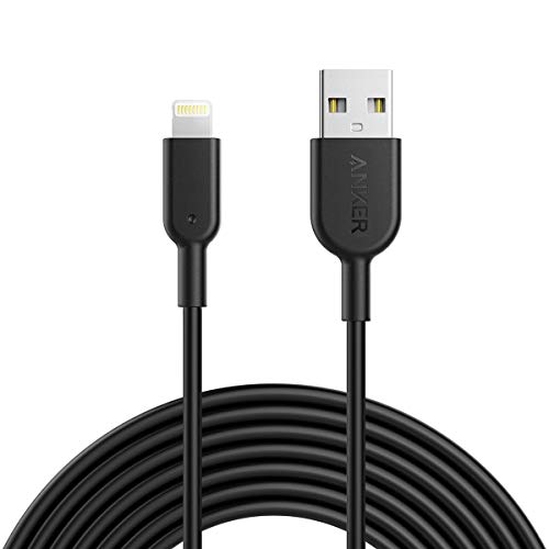 Anker Powerline II Lightning Cable, [10ft MFi Certified] USB Charging/Sync Lightning Cord Compatible with iPhone SE 11 11 Pro 11 Pro Max Xs MAX XR X 8 7 6S 6 5, iPad and More (Black) - 10ft - Black