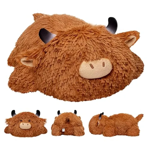 Mewaii Weighted Highland Cow Plush, Weighted Stuffed Animals 4.0 Lbs, Weighted Cow Plush for Kids, Highland Cow Stuffed Animals, Weighted Plush Toy Birthday Gifts for Women, Girls and Males (23 inch) - Weighted Highland Cow（brown）