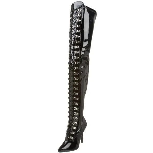 Pleaser SEDUCE-3024 Blk Str Pat - 6 UK - Blk Str Pat