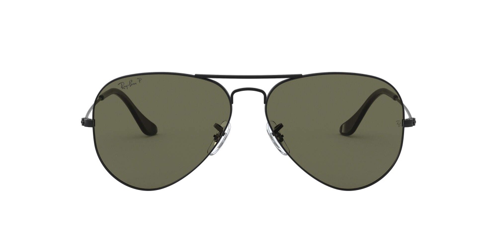 Ray-Ban RB3025 Classic Polarized Aviator Sunglasses - Matte Black/Polarized G-15 Green 58 Millimeters