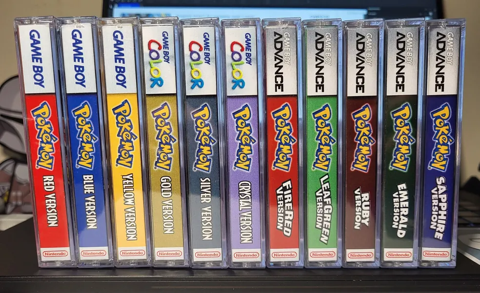 First 11 Pokémon game cassette cases w/ color matched inserts