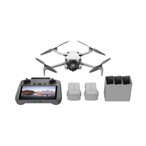 DJI Mini 4 Pro Fly More Combo Plus with DJI RC 2 (Screen Remote Controller), Folding Mini-Drone with 4K HDR Video Camera for Adults, 2 Extra Intelligent Flight Batteries Plus for 45-Min Flight Time - Mini 4 Pro Fly More Combo Plus(DJI RC 2)