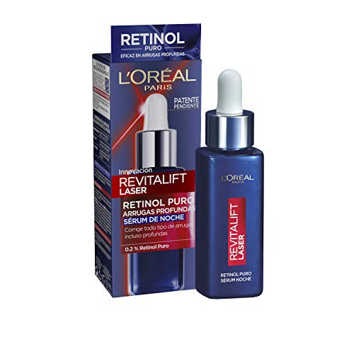 L'Oreal Paris Dermo Expertise Sérum de Noche Revitalift Laser con Retinol Puro, Cuidado Antiedad, Corrige Arrugas Profundas, 30 ml (Paquete de 1)