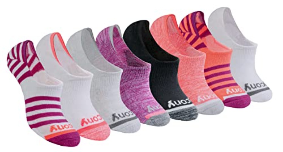 Saucony Women's 8 Pairs No Show Cushioned Invisible Liner Socks - 8 Pairs of Multicolour Shoe Size: 10-13