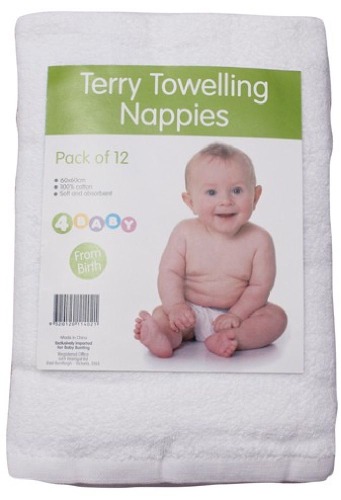 4Baby Terry Towelling Nappies 12pk