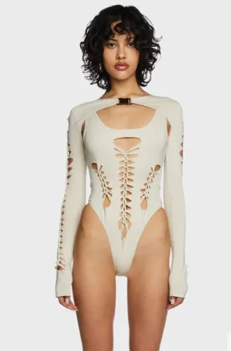 Poster Grl - While I'm Young Bodysuit And Shrug Set - Ivory