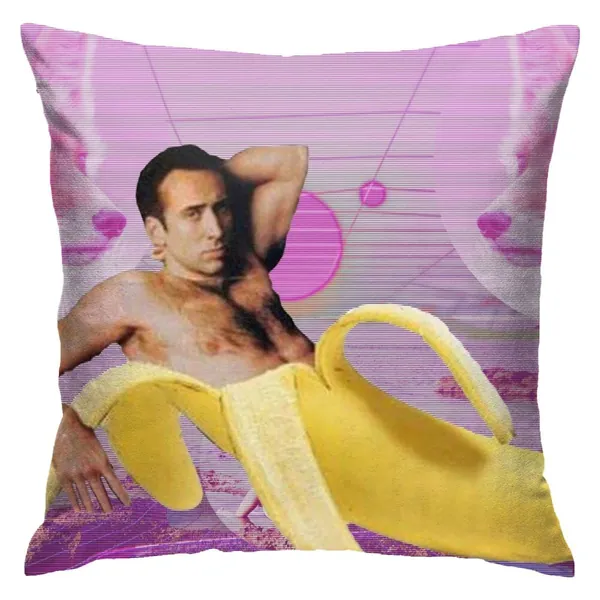 DIAERM Nicolas Cage Banana Pink Throw Pillow Cover Home Decor Cushion Case Sofa Couch Bed Outdoor Chair Square Pillowcase18 x 18 Inches, One Size (220219)