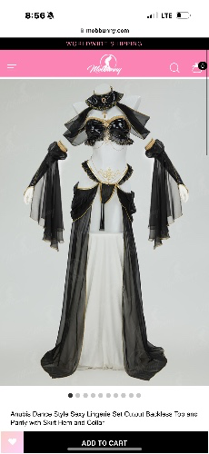 Anubis Dance Style Sexy Lingerie Set Cutout Backless Top and Panty with Skirt Hem and Collar