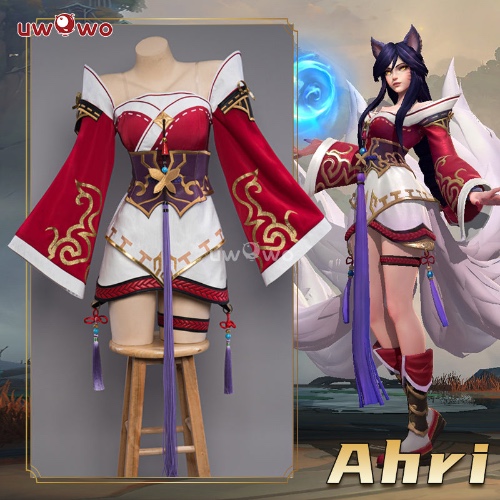 【In Stock】Uwowo League of Legends/LOL: Ahri Champion Nine Tailed Fox Wild Rift WR ASU Halloween Cosplay Costume - 【In Stock】S