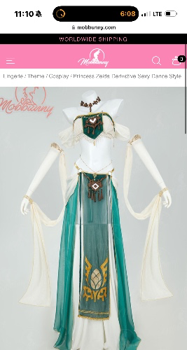 Princess Zelda Derivative Sexy Dance Style Lingerie Costume Short Top and Skirt with Headpiece Necklace
