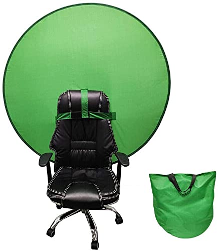 Portable Webcam Background, 142cm Collapsible Green Background for Video Chats, Zoom, Skype, Video, Photo, Single-Side Chromakey Green Screen for Chair - 142CM