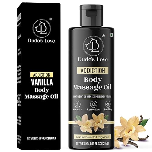 Organic - Vanilla Edible Full Body Massage Oil - No Stain & Non-Sticky | with Fractionated Coconut Oil, Vanilla & Jasmin Oil, Date Night | Massage Oil for Massage Therapy - 4.05 Fl Oz - ADDICTION - VANILLA - 4.05 Fl Oz (Pack of 1)