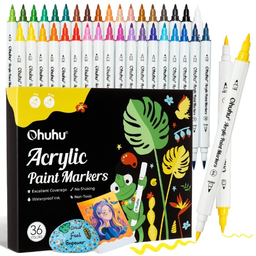 Ohuhu Acrylic Paint Markers Cotton-core 36 Colors | Brush & Fine / US Warehouse to USA Only