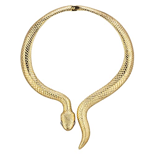JOTW Goldtone Snake with Black Eyes Curved Bar Design Adjustable Neck Collar Choker Necklace (B-2935)