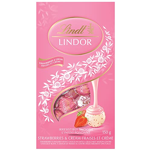 Lindt Lindor Strawberries and Cream White Chocolate Truffles, 150-Gram Bag