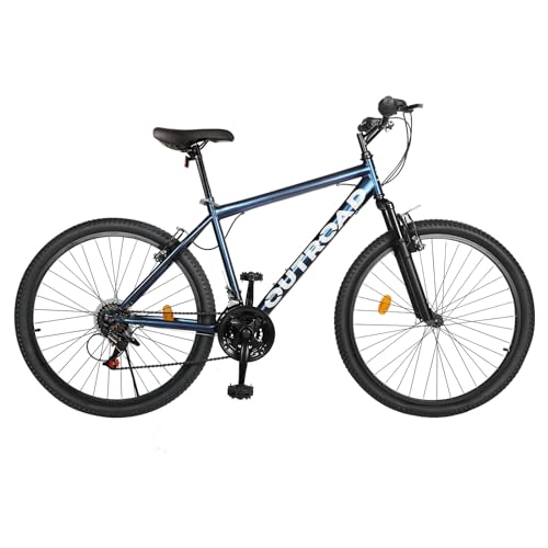 Max4out 26 inch Mountain Bike with Full Suspension, 21 Speeds Lightweight Cycling Bicycles, Metal Frame MTB for Men and Women, Adult Racing Bike, Road Bike(Blue&Purple/Grey/Black) - Blue&Purple