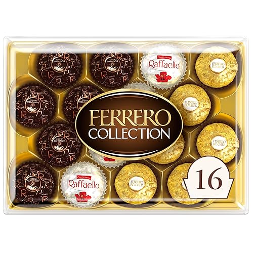 Ferrero Rocher, 16 Count, Premium Gourmet Assorted Hazelnut Milk Chocolate, Dark Chocolate and Coconut Chocolates, Chocolate Gift Box, 6.1 oz - Dark Chocolate - 16 Count (Pack of 1)