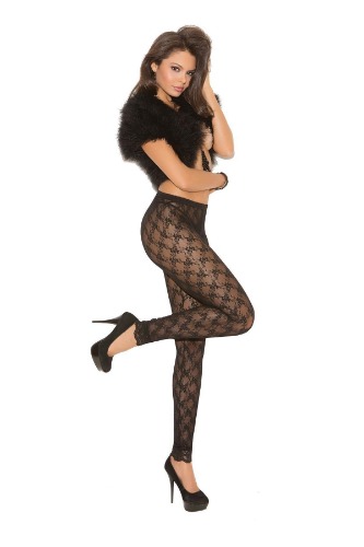 Elegant Moments Lace Leggings - BLACK / O/S