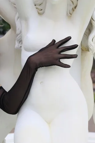 Long Black Mesh Gloves