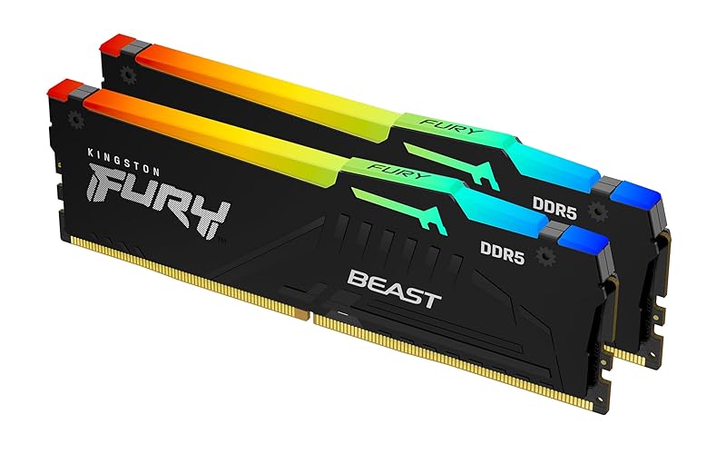 Kingston FURY Beast Schwarz RGB EXPO 32GB 6000MT/s DDR5 CL30 DIMM Desktop Gaming Speicher Kit mit 2 - KF560C30BBEAK2-32 - Schwarz - 32GB - Kit mit 2 - 6000MT/s - EXPO