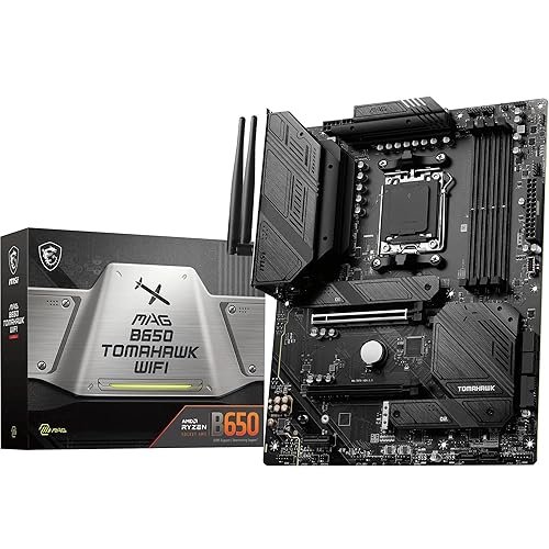 MSI MPG B650 Tomahawk WiFi Mainboard, ATX - Unterstützt AMD Ryzen 7000 Serie Prozessoren, AM5-14 Duet Rail 80A VRM, DDR5 Memory Boost 6400+MHz/OC, 2 x PCIe 4.0 x16, 3X M.2 Gen4, Wi-Fi 6E - ATX - MAG B650 TOMAHAWK WIFI