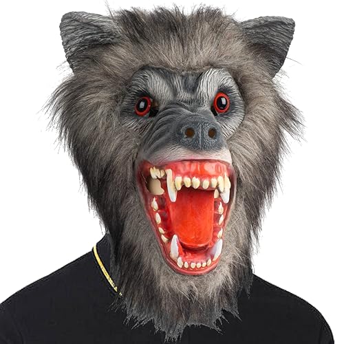 PartyHop Werewolf Mask Scary Latex Full Head Scary Horror Mask Fancy Dress for Halloween Carnival Costume Party