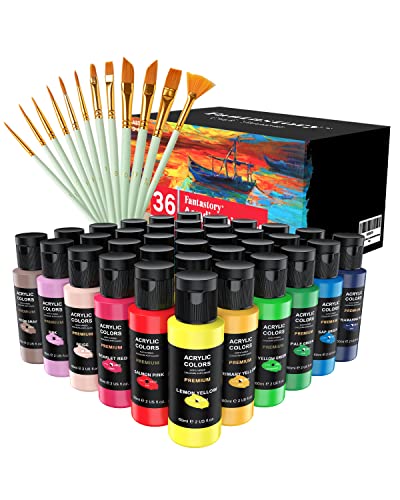 Acrylic Paint and brushes. 36 coloursx 60ml