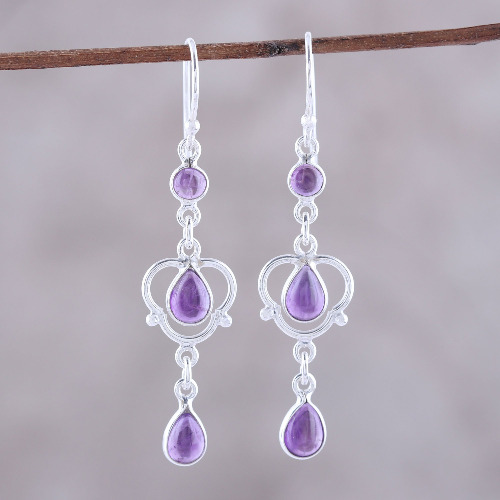 Violet Rain Sterling Silver and Purple Amethyst Dangle Earrings | Default Title