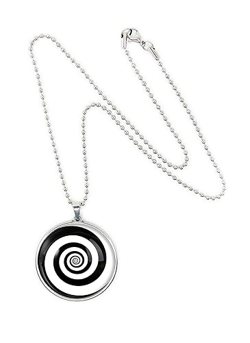 Generic Hypnotic Spiral Pendant - Large Sci-fi Handmade Silver Pendant Necklace - 347-SLRN