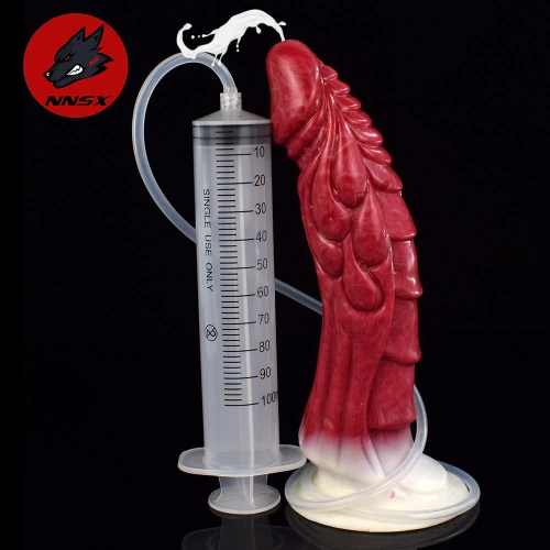 NNSX Squirting Scales Dragon Dildo with Suction Cup Curve Ejaculating Animal Penis Fantasy Anal Butt Plug Sexy Toys for Women