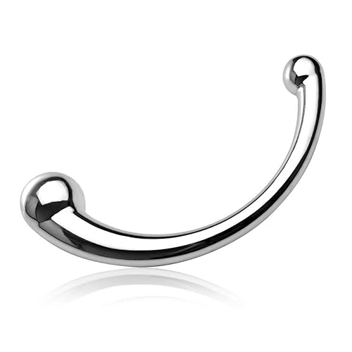 Double-Ended Dildo G-spot Massage Anal Plug Stimulate Wand Fetish Dildo Solid Metal Curved Dual Ended Masturbation Sex Toy for Couple Romi