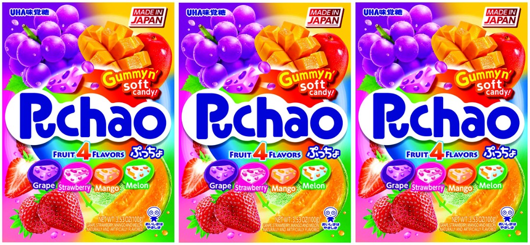Puchao Gummy n' Soft Candy, 4 Fruits Flavors, 3.53 Ounces, Pack of 3 - 
