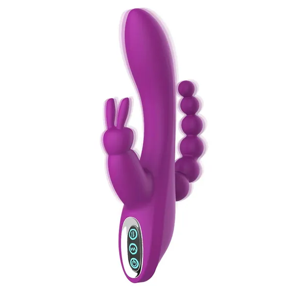 3 in 1 G-Spot Rabbit Anal Dildo Vibrator Adult Sex Toys with 7 Vibrating Modes for Women - Adorime Silicone Waterproof Rechargeable Clitoris Vagina Stimulator Massager Sex Things for Solo or Couples