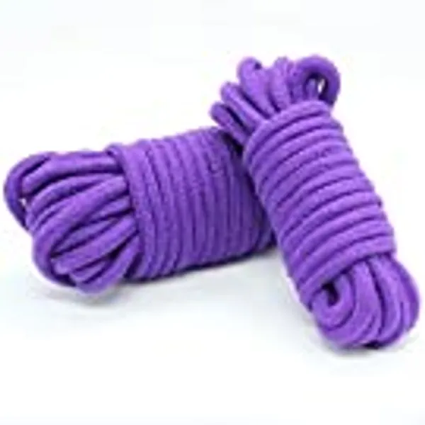 Soft Cotton Rope-32 feet 10m Multi-Function Natural Durable Long Rope(2 Pack of Purple)