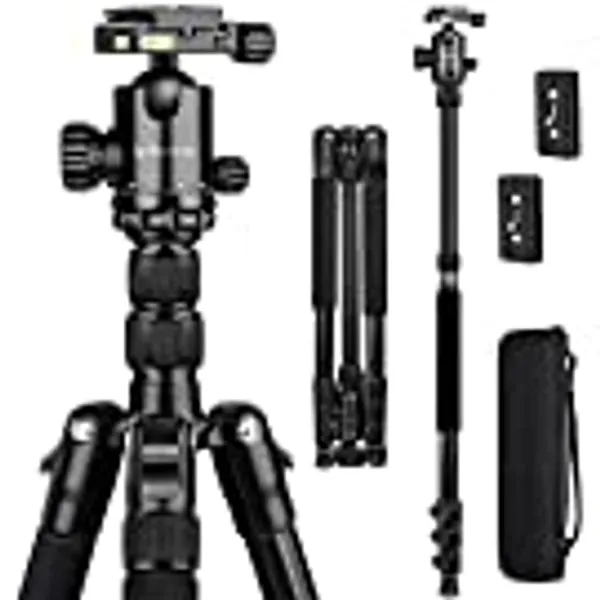 VICTIV 78" Professional Camera Tripod, Tripods & 81" Monopods for DSLR, Lightweight Aluminum Travel Tripod with 360 Degree Ball Head Loads up to 30 lbs, Smooth Tripod for Canon Nikon Sony Cameras