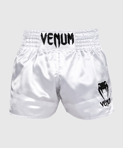 Venum Classic Muay Thai Shorts - White/Black | M