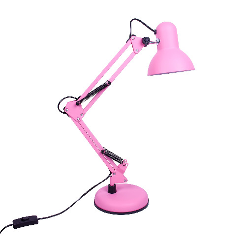 Bel Air Home - Lampada da scrivania a LED con braccio snodato, Flexo Antigona, design vintage retro 1xE27 (Rosa/Opaco)
