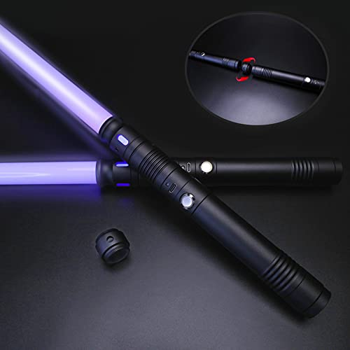 Lukidy 2Pack Lightsaber Metal Hilt 12 Colors,Toys for Boys Girls Age 3 4 5 6 7 8 9 10 Year Old,Battery Rechargable 2-in-1 Double-Bladed FX Dueling Light Saber,Gifts for Boyfriend Girlfriend(Black) - Black