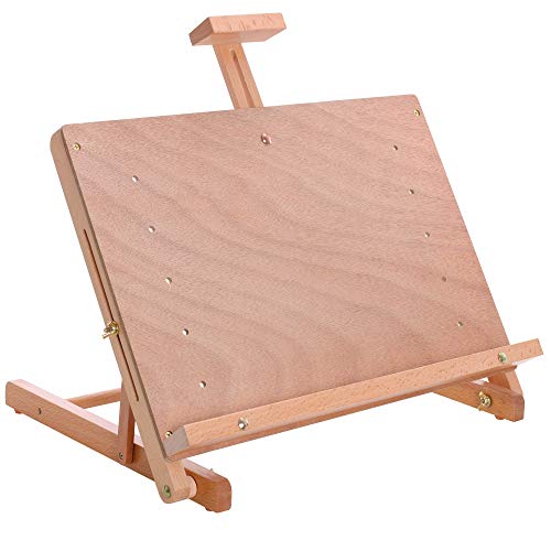 U.S. Art Supply Cancun Solid Wooden Adjustable Tabletop Artist Studio Easel - Sturdy Wood Beechwood Desktop Painting, Drawing Table, Sketching Board and Display Easel, Holds Up to 23" Canvas - Large Drawing Board Easel