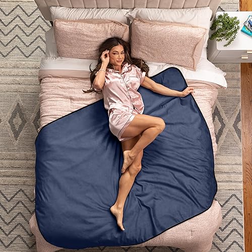 Avana Waterproof Throw Blanket | Protector for People and Pets | Leak Proof Moisture Barrier - Regular Size, Micro-Velvet Blue - Regular Size - Blue