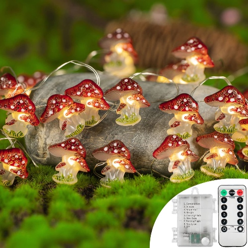 KAiSnova Mushroom Decor Cottagecore Room Decor 10FT 30LEDs Mushroom String Lights Battery Powered Mushroom Fairy Light with Remote and Timer for Bedroom Dorm Party Christmas Wedding Patio Decoration