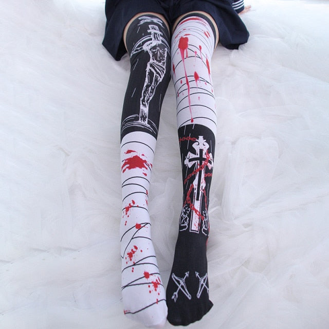 Thigh High Cross Stockings