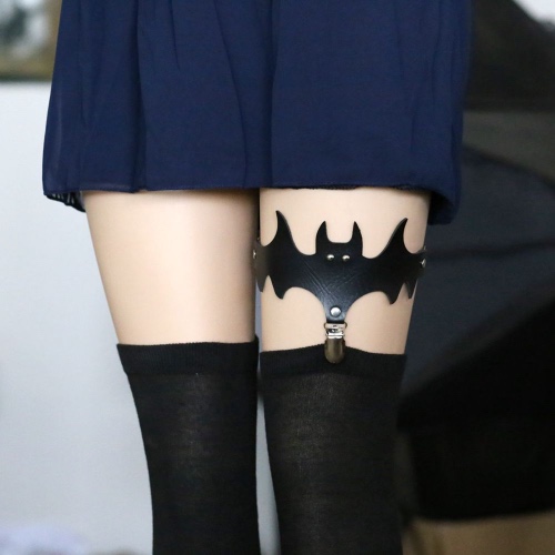 'Out of Hell' Black Goth Alt Bat Garter Suspender - Black single 2