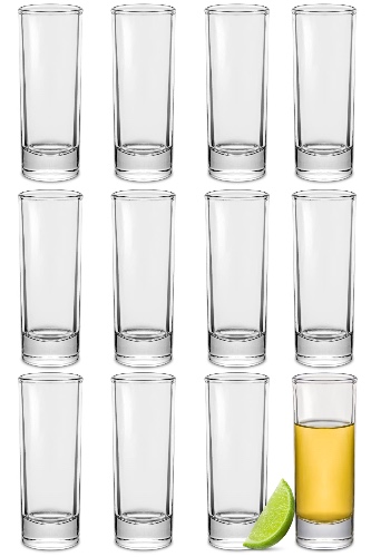 12 Shotglas höga av glas 5cl - diskmaskinssäker - stabilt tack vare tjock botten - Shotglas för varje fest