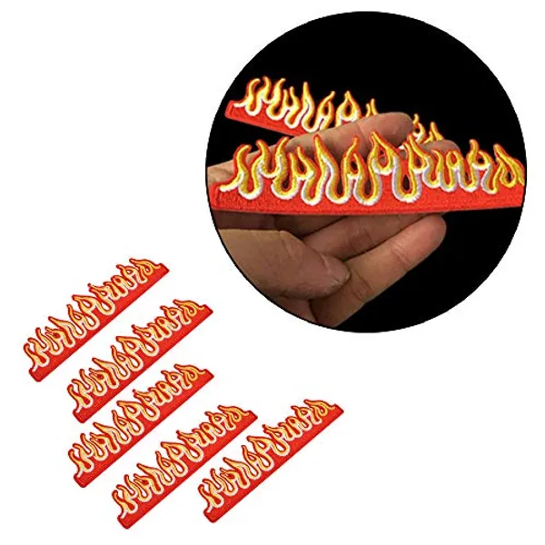 Wixine 5Pcs Embroidery Flames Fire Sew On Iron On Patch Badge Fabric Applique Craft Transfer