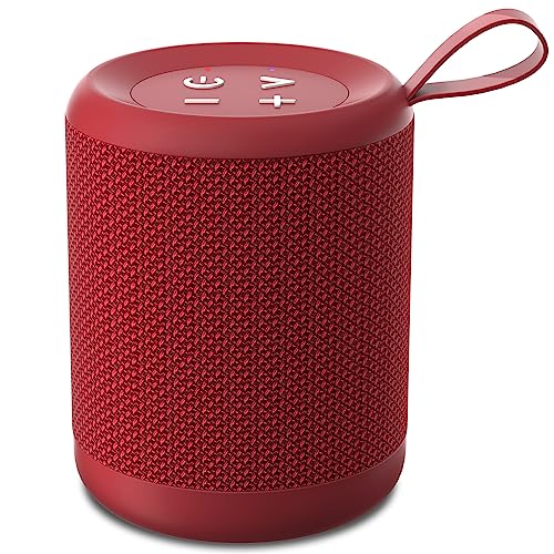 MEGATEK Portable Bluetooth Speaker, Loud HD Sound and Well-Defined Bass, IPX5 Waterproof, up to 10 Hours of Play, Aux Input, Wireless Speaker with Clip for Home, Outdoor and Travel (Red) - Red