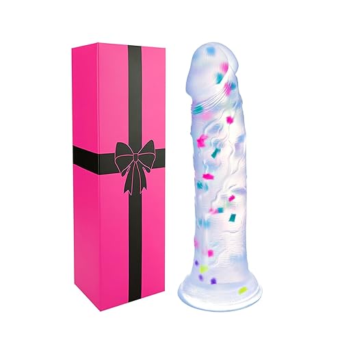 8 Inch Colorful Jelly Realistic Big Dildo, Clear Silicone Big Dildo,No Balls with Strong Suction Cup, Can Be Used for Vaginal and Anal Play,Adult Sex Toys for Female Masturbation Suitable for Lesbians - L
