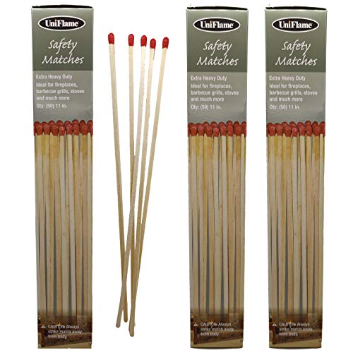 11" Extra Long Safety Matches, Heavy Duty Safety Matches, Safety Long Matches for Fireplace, Candles, Long Wooden Matches for Indoor & Outdoor Grill, Long Matches for BBQ Grill -Pack of 3(150 Matches) - Pack of 3