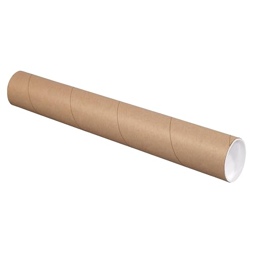 TAPE LOGIC Cardboard Tubes with Caps, 20"L x 3"W x 3"H, Pack of 24 | Poster Tube for Mailing and Storage of Blueprints, Artwork, Crafts, Long Art Holder, 20 inches - 0.07 Tube Wall Thickness - Kraft - 3" x 20"